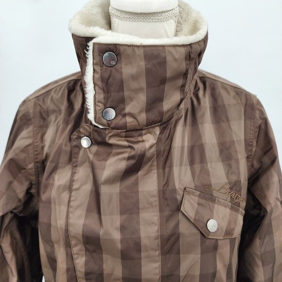 BURTON Dutchess Insulated Brown Tone On Tone Plaid Snowboard Jacket M - Picture 5 of 16